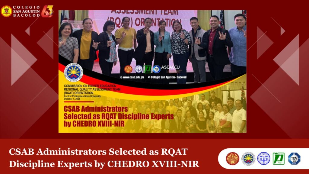 CSAB Administrators Selected as RQAT Discipline Experts by CHEDRO XVIII-NIR